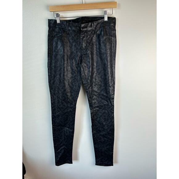 MOTHER Black Rough Around Edges Black The Looker‎ Leather Skinny Jeans Size 27 - Picture 4 of 8